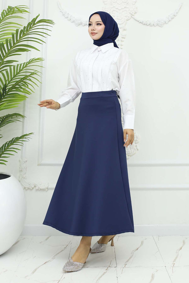 BNG Women Scuba Kloş Etek Lacivert 212 - Mazarrón