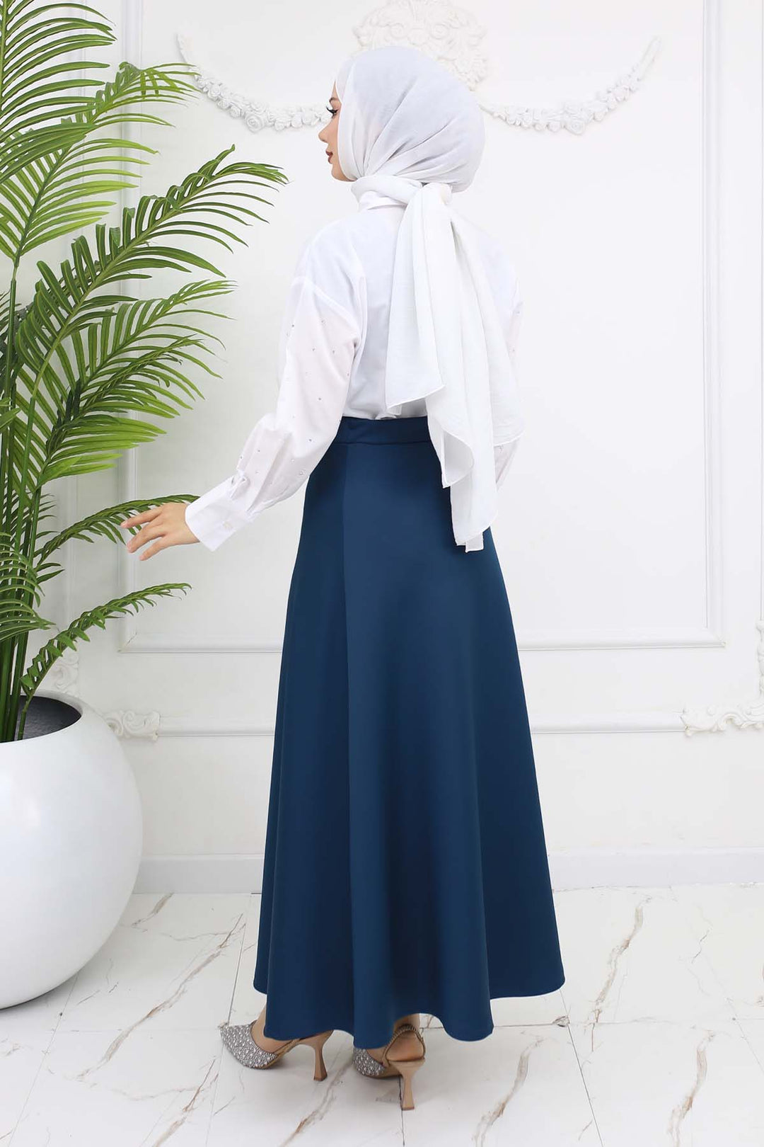 BNG Women Scuba Kloş Etek Petrol 212 - Poinciana