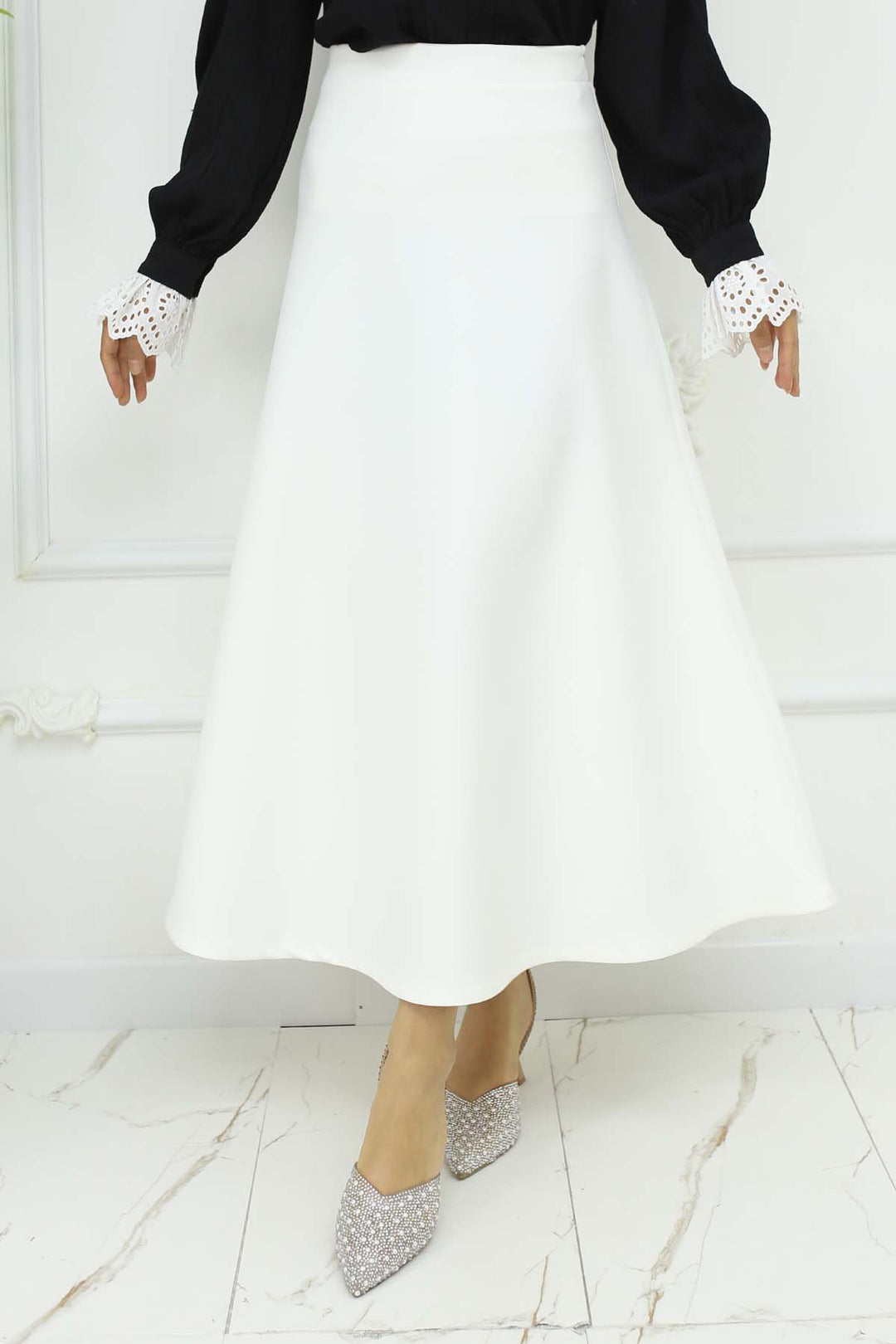 BNG Women Scuba Kloş Etek Beyaz 212 - Eastpointe