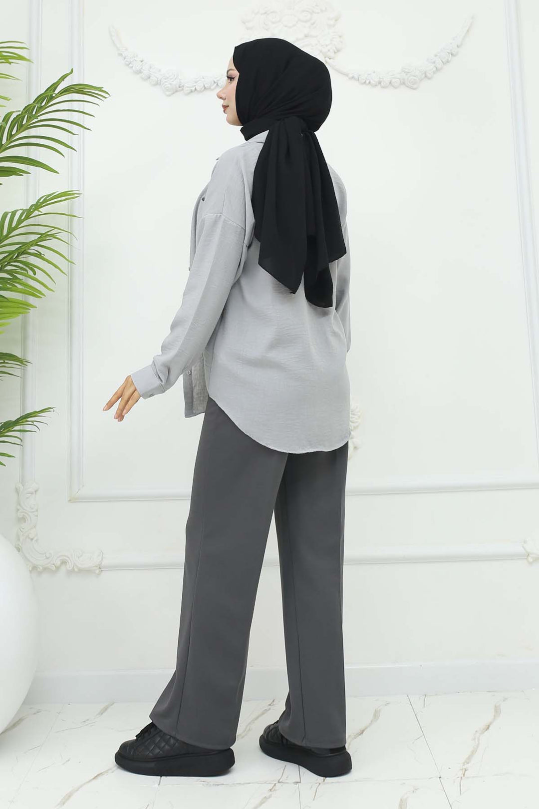 BNG Women Wide Leg Palazzo Pants Anthracite 3044 - Rock Island