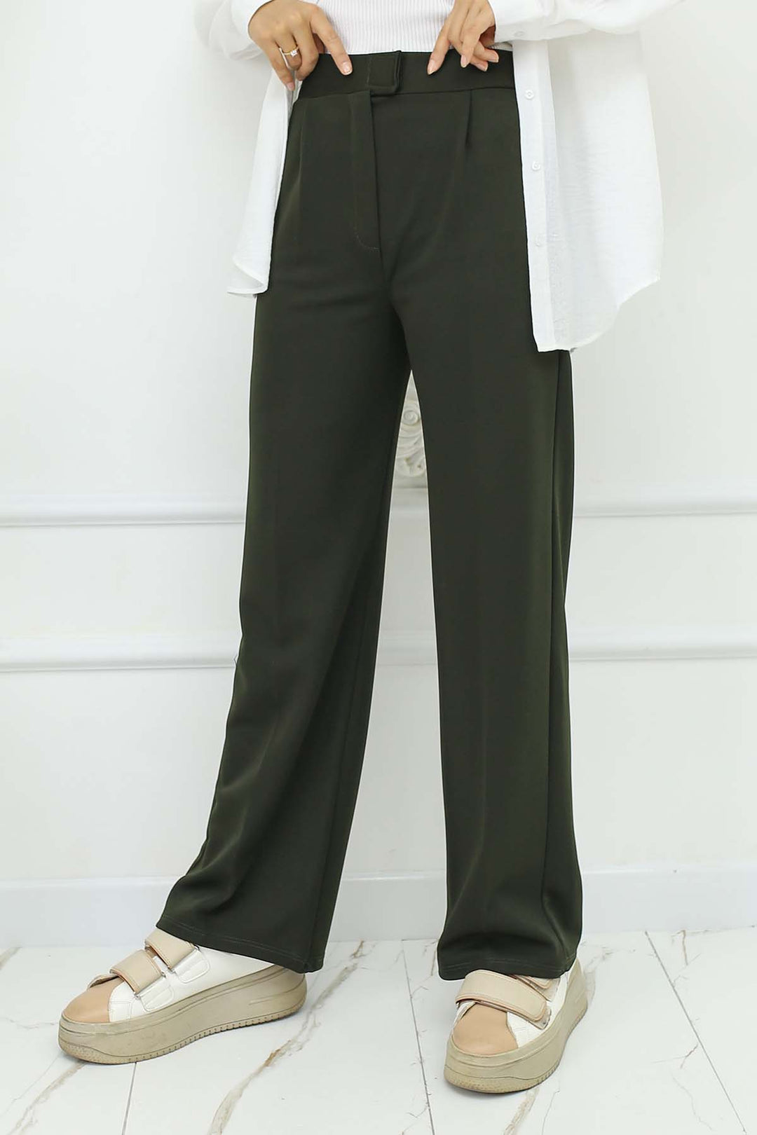 BNG Women Wide Leg Palazzo Pants Khaki 3044 - Bend