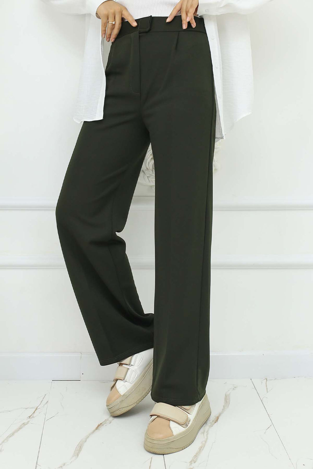 BNG Women Wide Leg Palazzo Pants Khaki 3044 - Bend