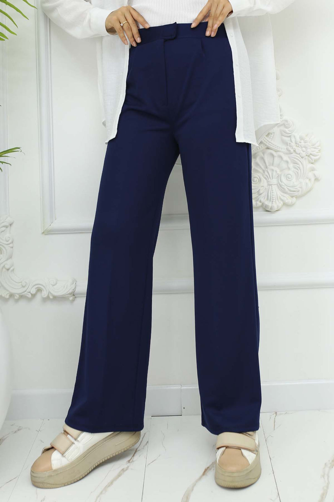 BNG Women Wide Leg Palazzo Pants Navy Blue 3044 - Ravenna