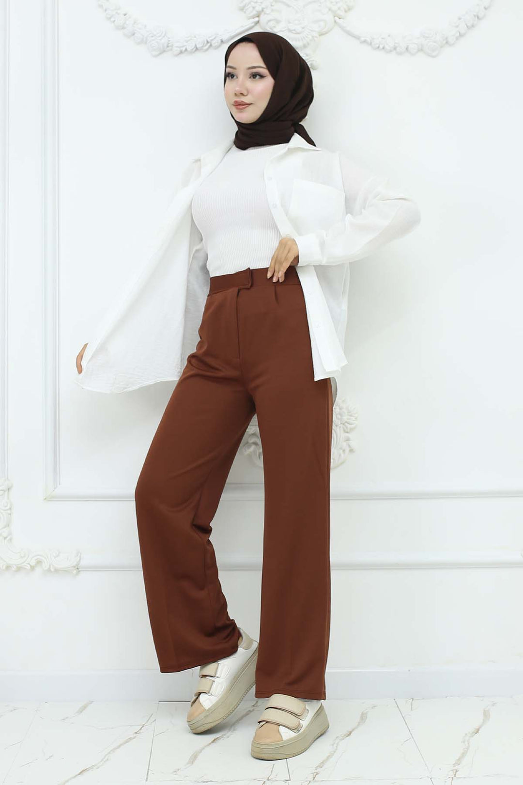 BNG Women Wide Leg Palazzo Pants Beige 3044 - Petroúpoli