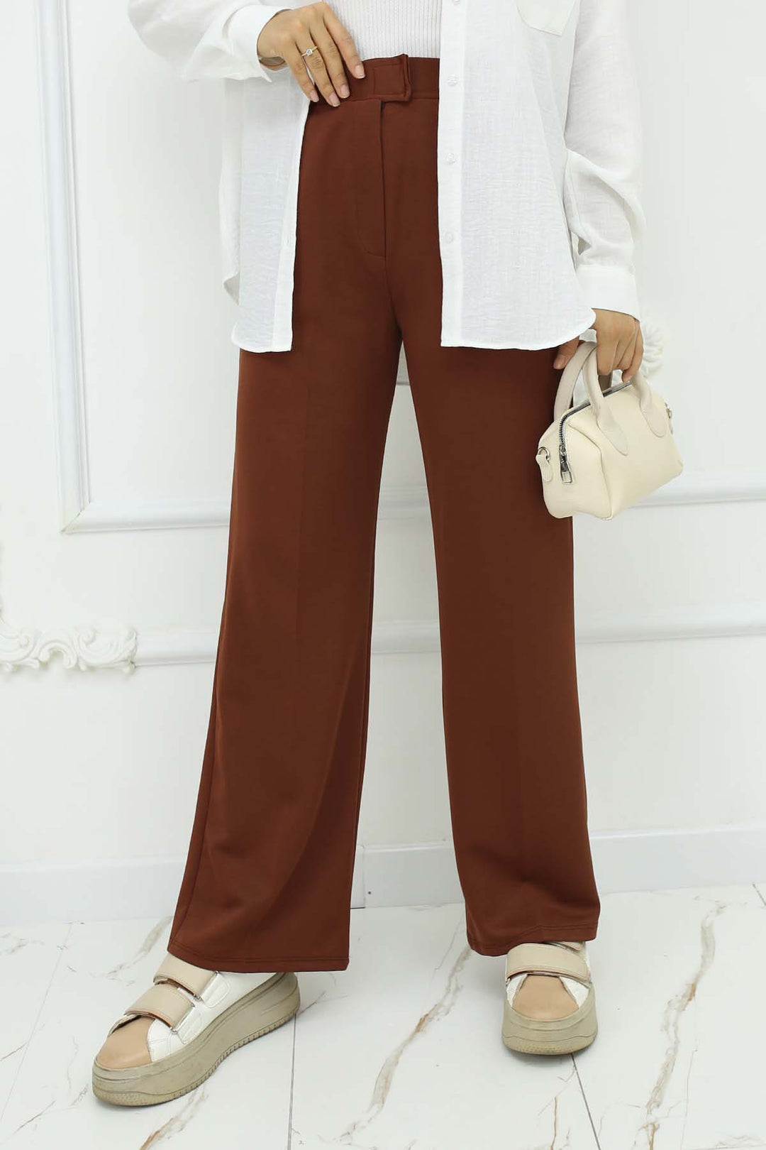 BNG Women Wide Leg Palazzo Pants Beige 3044 - Petroúpoli