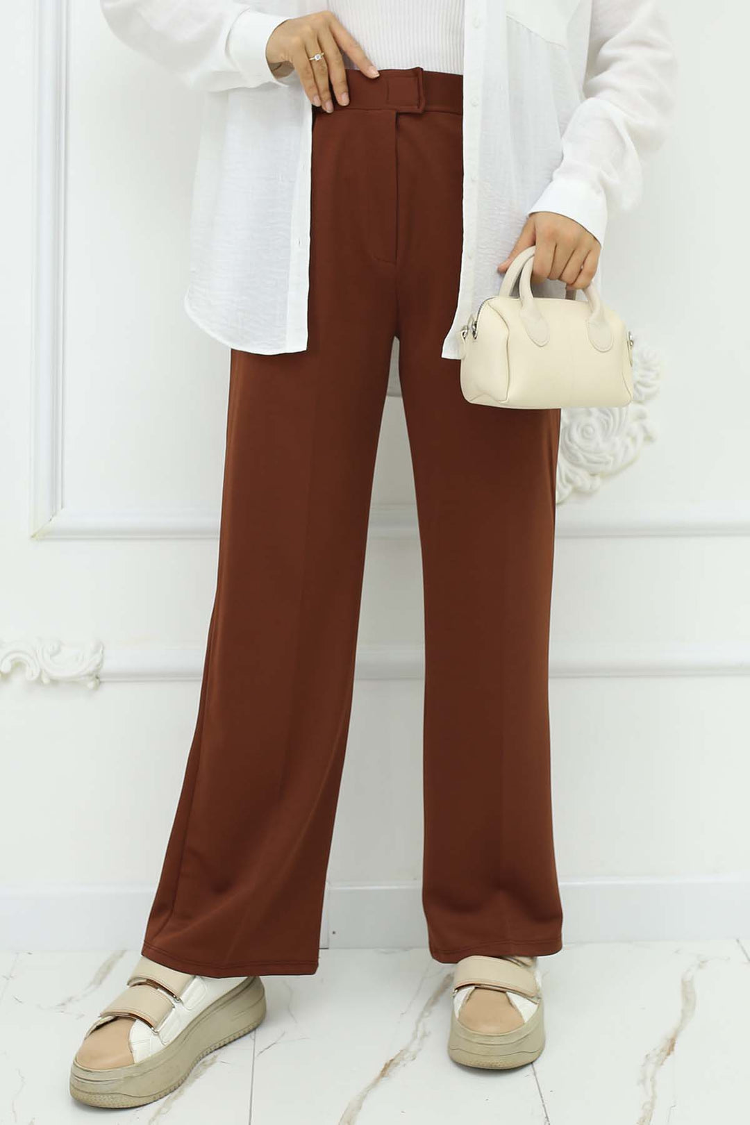 BNG Women Wide Leg Palazzo Pants Beige 3044 - Petroúpoli