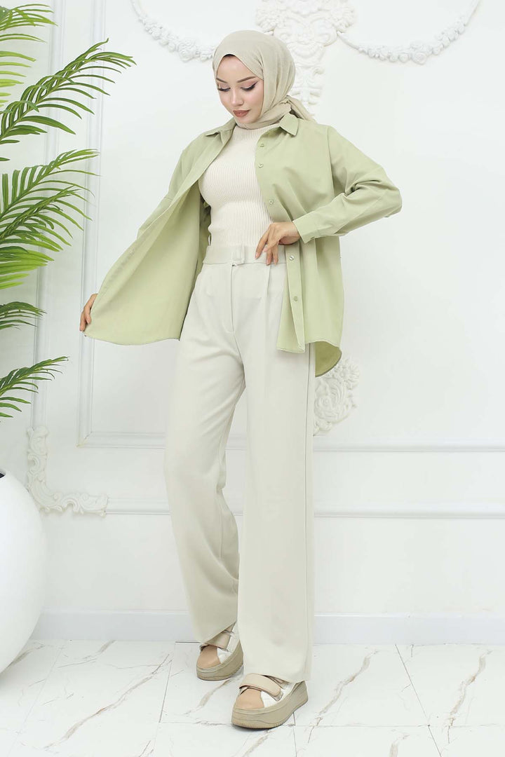 BNG Women Bol Paça Palazzo Pantolon Taş Rengi 3044 - Hyde