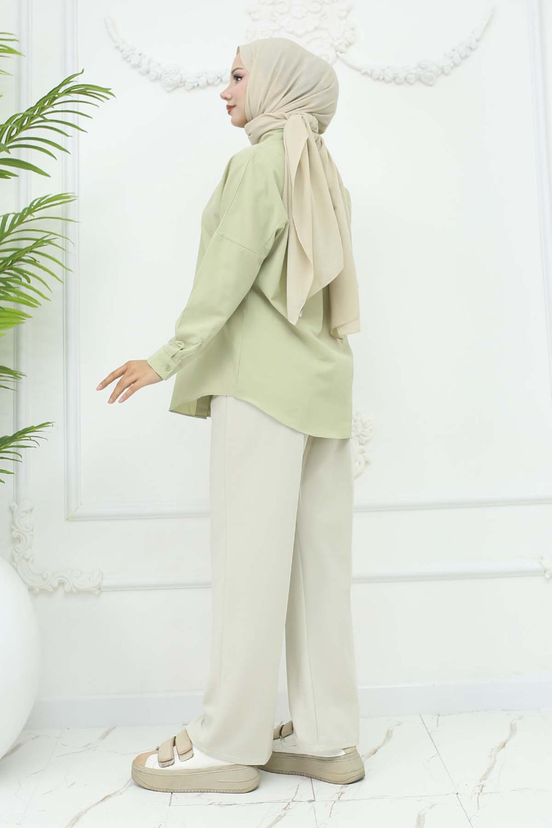 BNG Women Bol Paça Palazzo Pantolon Taş Rengi 3044 - Hyde