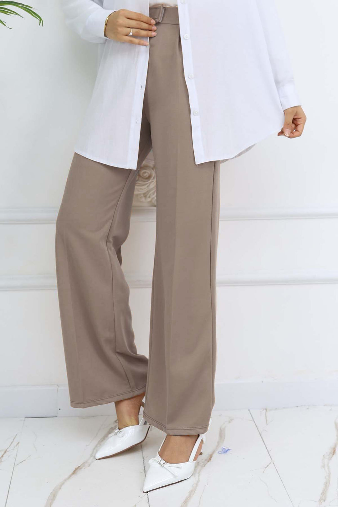 BNG Women Wide Leg Palazzo Pants Beige 3044 - Sassari