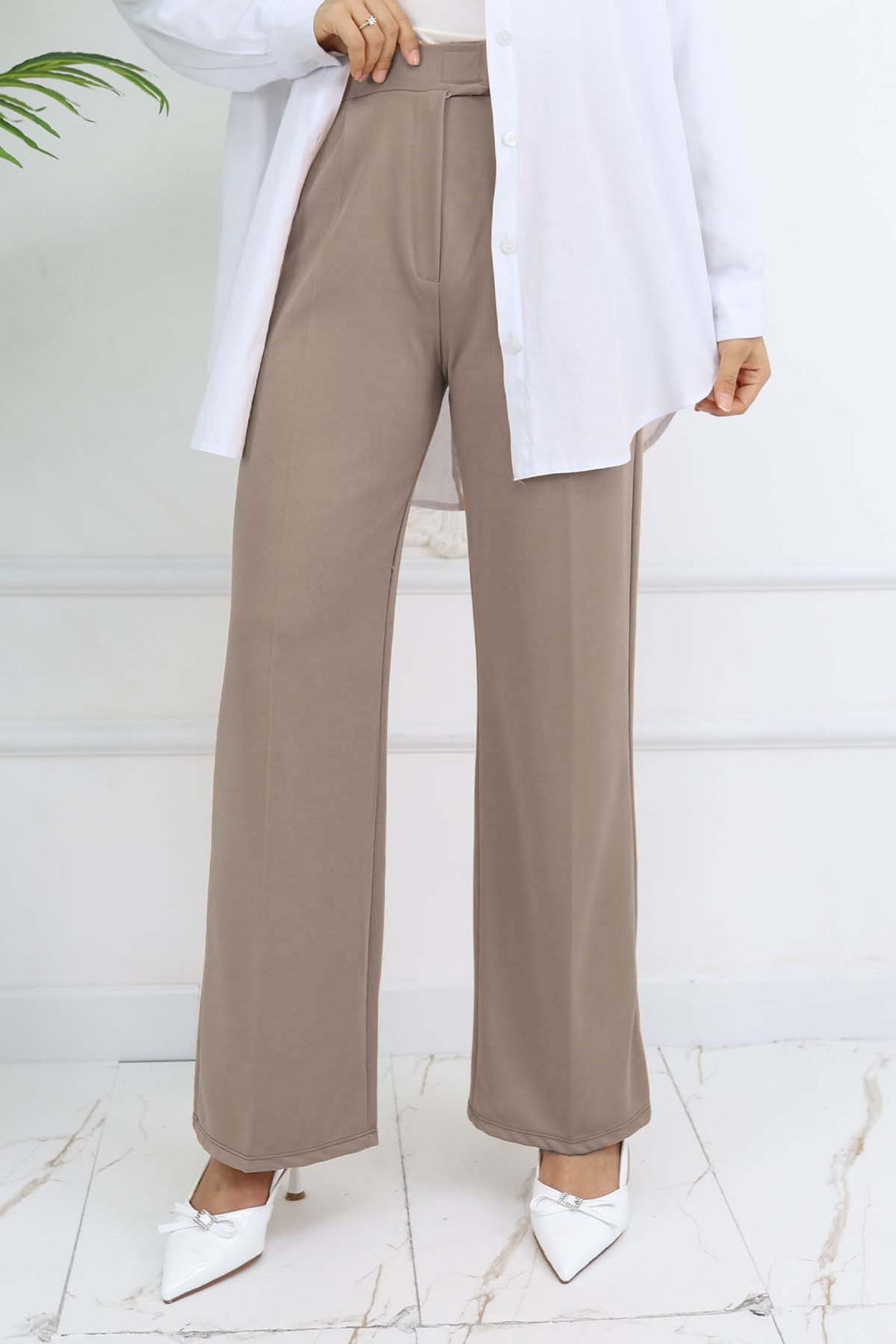 BNG Women Wide Leg Palazzo Pants Beige 3044 - Sassari