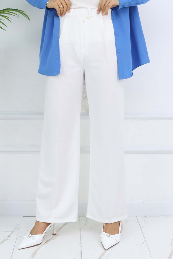 BNG Women Wide Leg Palazzo Pants White 3044 - La Porte