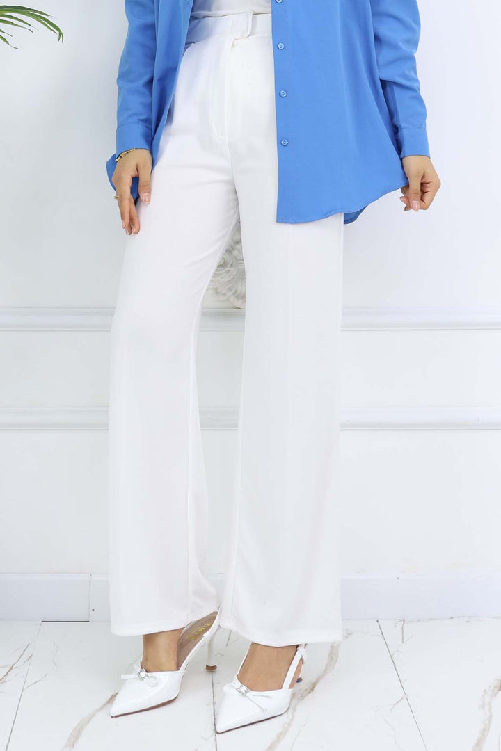BNG Women Wide Leg Palazzo Pants White 3044 - La Porte