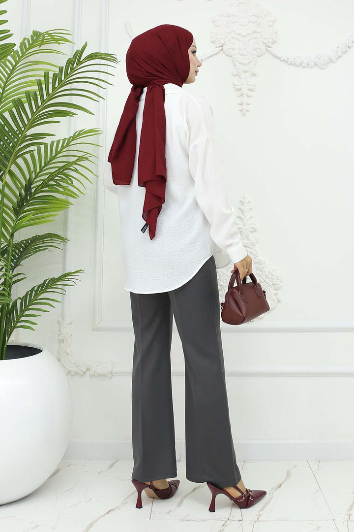 BNG Women Düğmeli Palazzo Pantolon Antrasit 3043 - Rijswijk