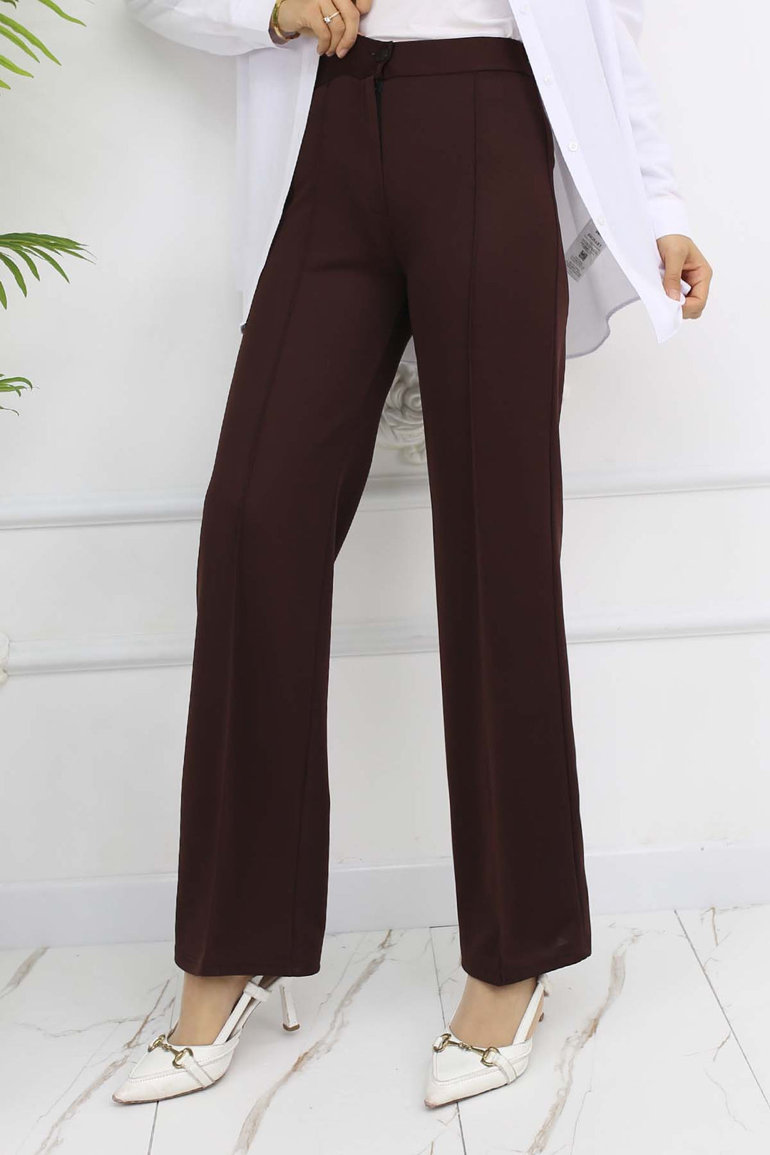 BNG Women Düğmeli Palazzo Pantolon Kahverengi 3043 - Saint-Ouen