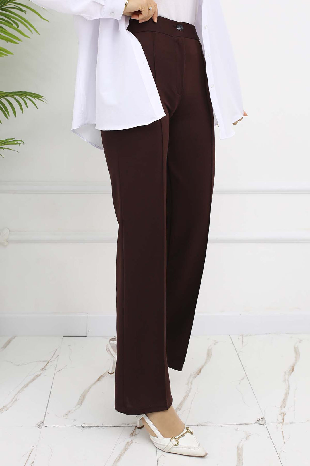 BNG Women Düğmeli Palazzo Pantolon Kahverengi 3043 - Saint-Ouen