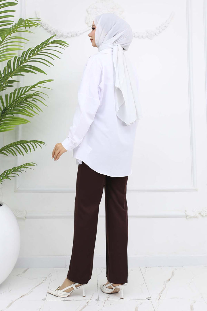 BNG Women Düğmeli Palazzo Pantolon Kahverengi 3043 - Saint-Ouen