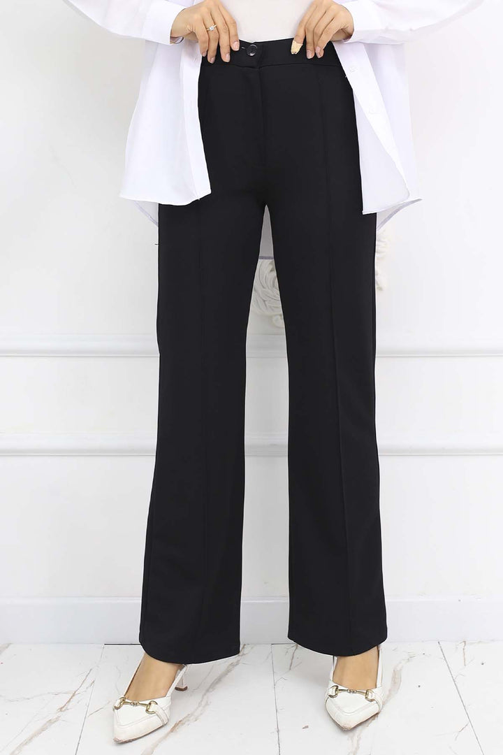 BNG Women Buttoned Palazzo Pants Black 3043 - Jelgava