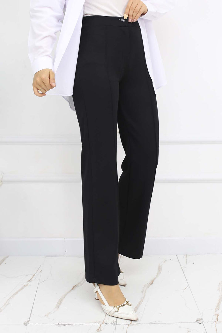 BNG Women Buttoned Palazzo Pants Black 3043 - Jelgava