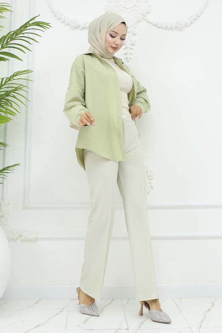 BNG Women Buttoned Palazzo Pants Stone Color 3043 - Sicklerville