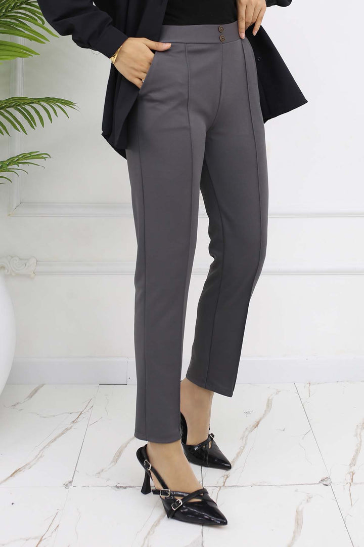 BNG Women Double Button Detailed Carrot Pants Anthracite 3045 - Rovenky