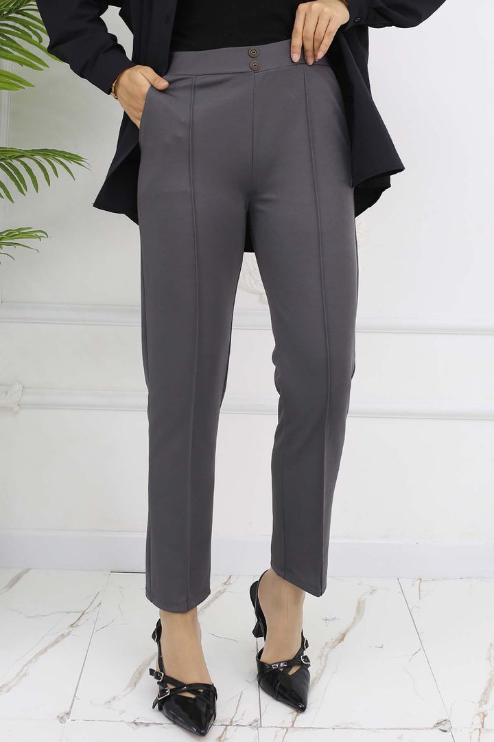 BNG Women Double Button Detailed Carrot Pants Anthracite 3045 - Rovenky