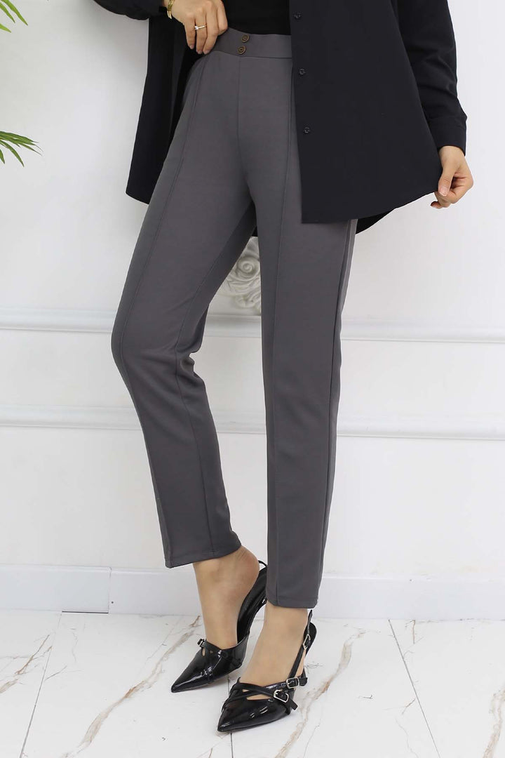 BNG Women Double Button Detailed Carrot Pants Anthracite 3045 - Rovenky