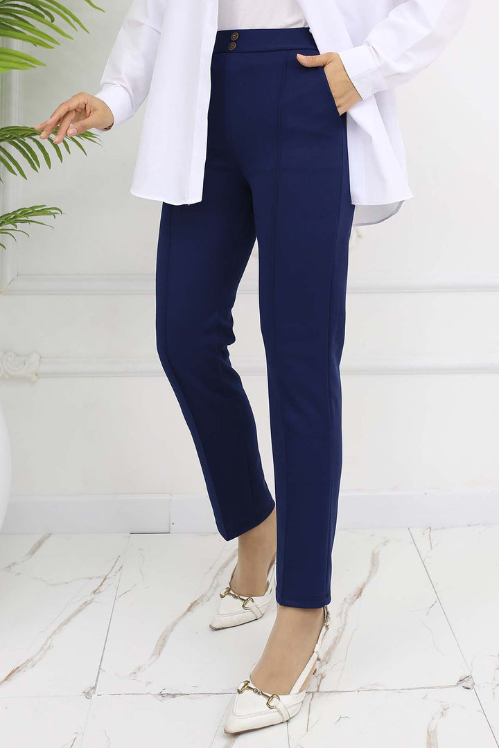 BNG Women Double Button Detailed Carrot Pants Navy Blue 3045 - Koblenz