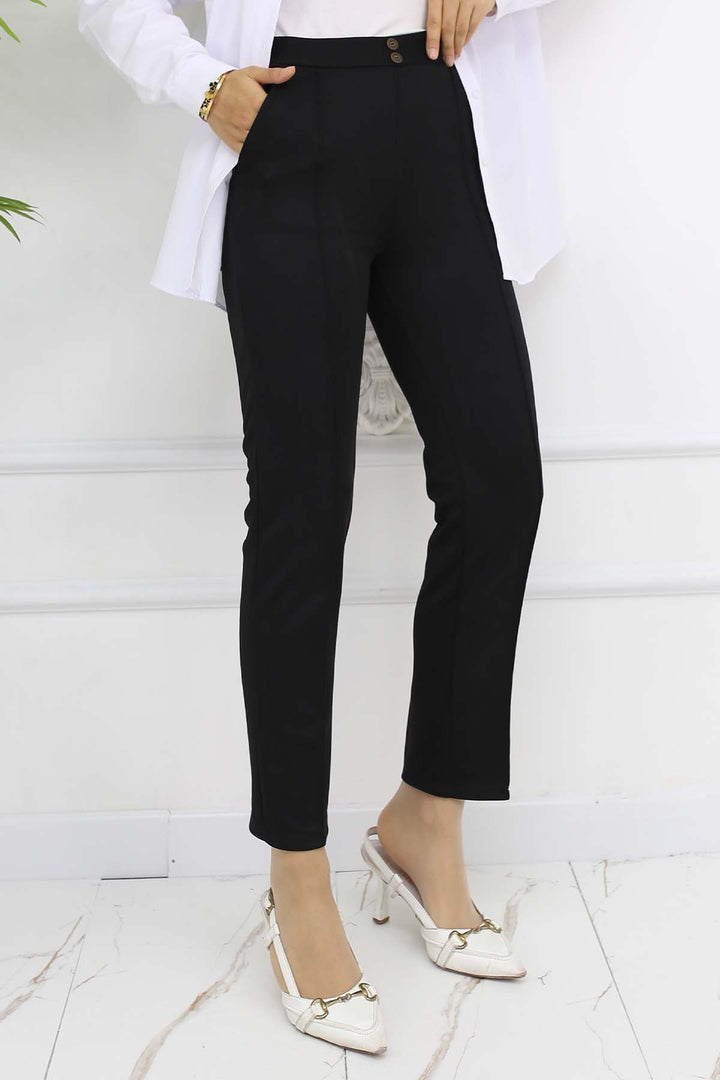 BNG Women Double Button Detailed Carrot Pants with Pockets Black 3045 - Amarillo