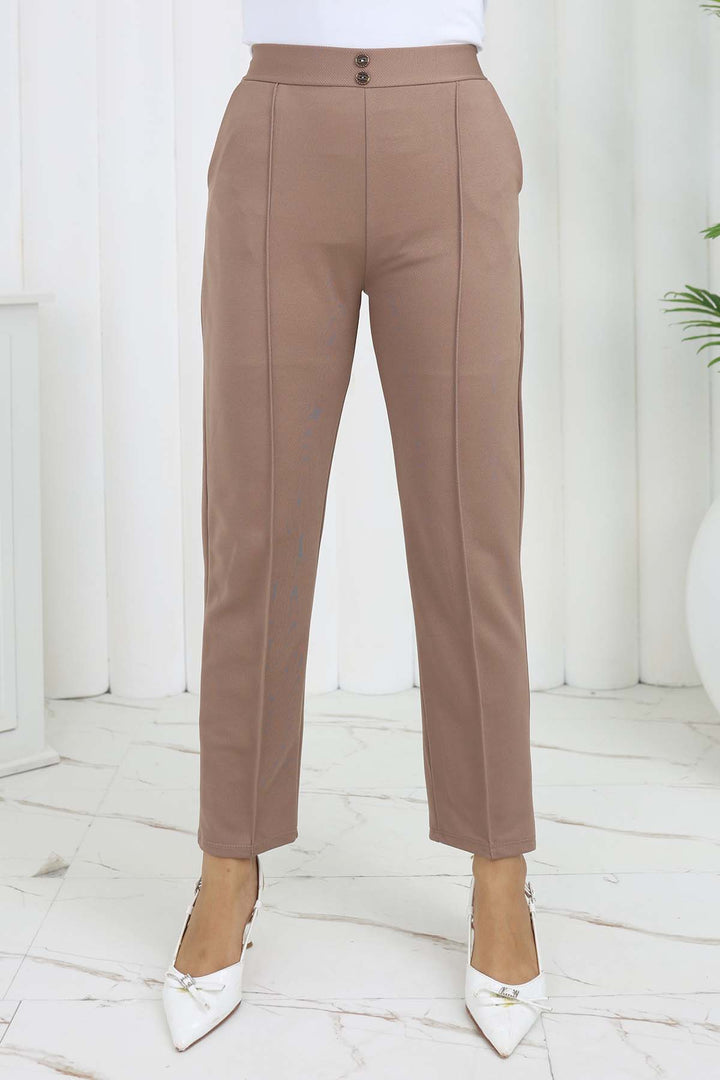 BNG Women Double Button Detailed Carrot Pants with Pockets Mink 3045 - Puteaux