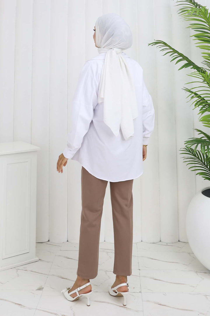 BNG Women Double Button Detailed Carrot Pants with Pockets Mink 3045 - Puteaux