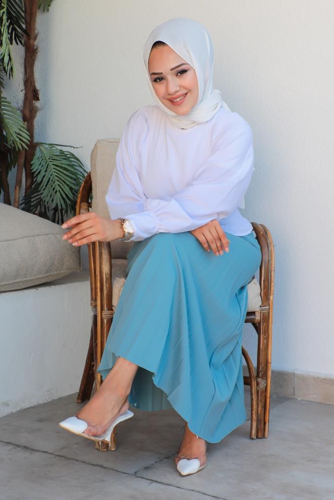 BNG تنورة حجاب نسائية بحزام أخضر نعناعي - كليرمونت