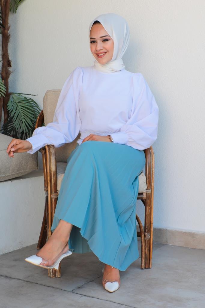 BNG تنورة حجاب نسائية بحزام أخضر نعناعي - كليرمونت