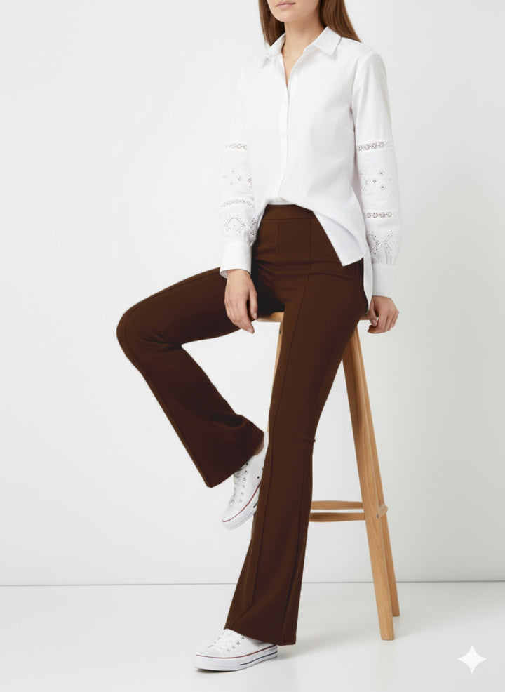 BNG Women İspanyol Paça Pantolon A1106 Kahverengi - Wiesbaden