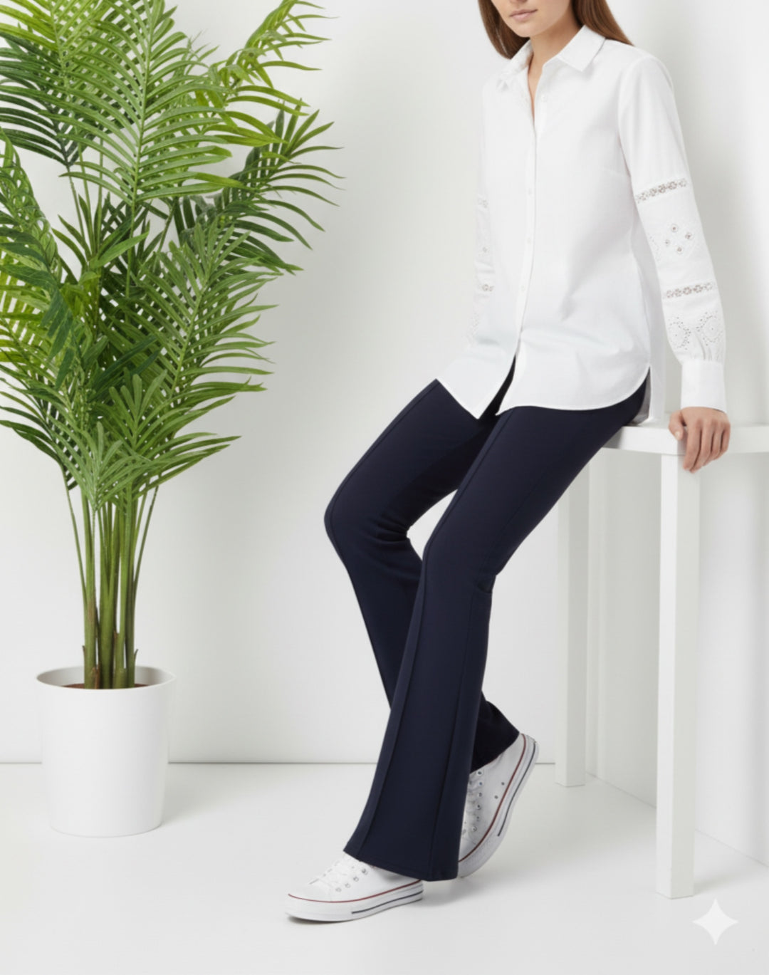 BNG Women İspanyol Paça Pantolon A1106 Lacivert - Freeport