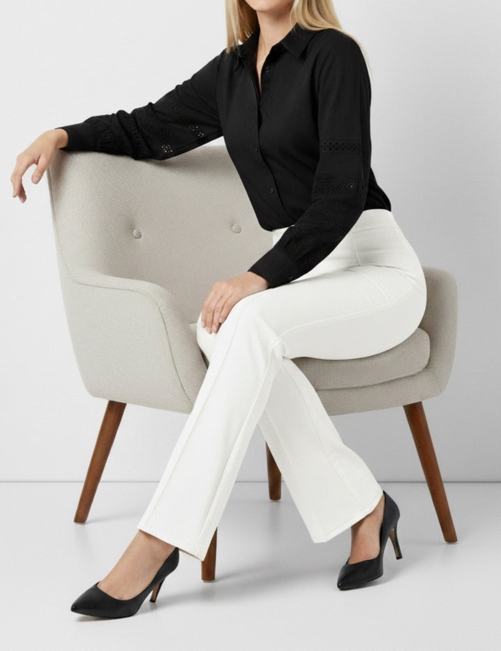 BNG Women İspanyol Paça Pantolon A1106 Beyaz - Panevėžys