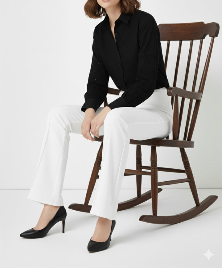 BNG Women İspanyol Paça Pantolon A1106 Beyaz - Panevėžys