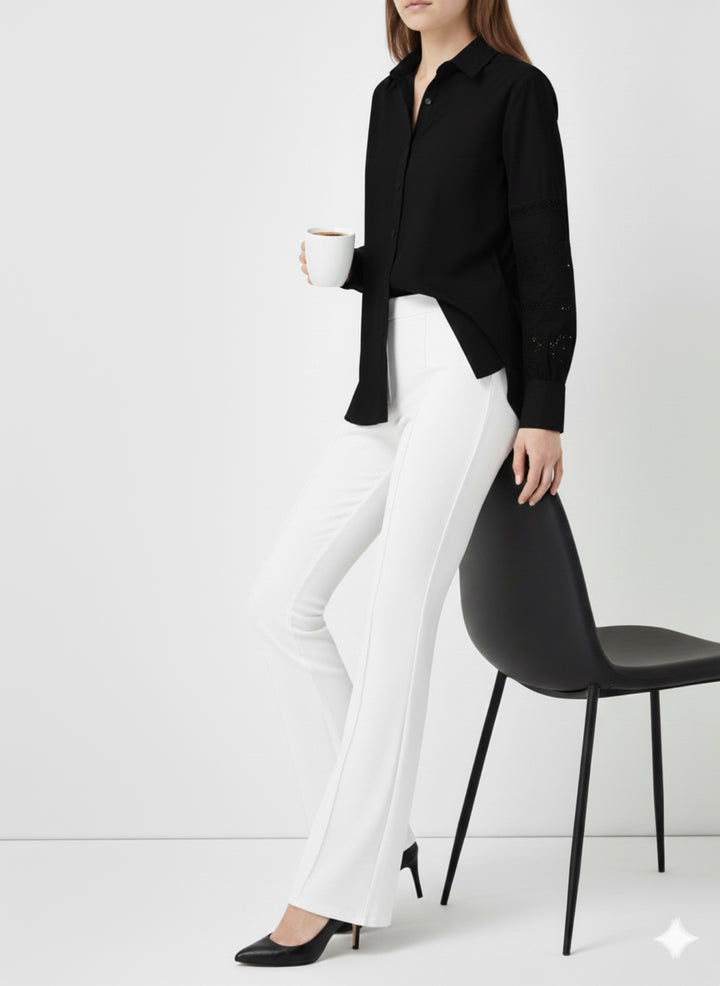 BNG Women İspanyol Paça Pantolon A1106 Beyaz - Panevėžys