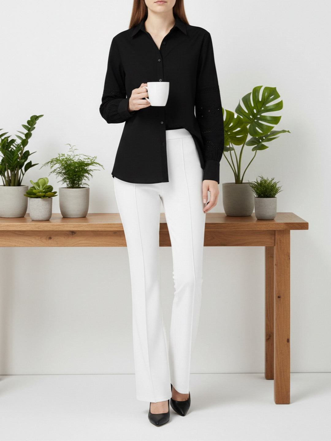 BNG Women İspanyol Paça Pantolon A1106 Beyaz - Panevėžys