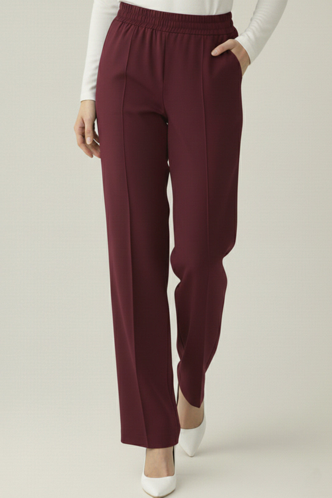 BNG Women Puf Scuba Pantolon A1105 Bordo - Montauban