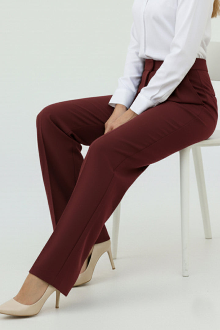BNG Women Pocket Palazzo Pants A1107 Burgundy - Alexandria