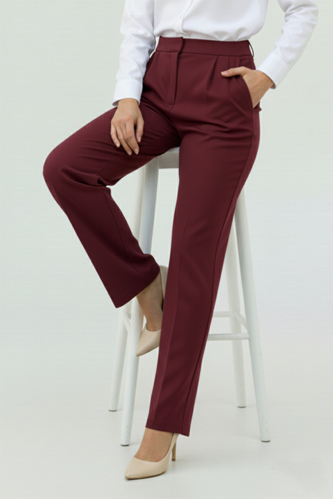 BNG Women Pocket Palazzo Pants A1107 Burgundy - Alexandria