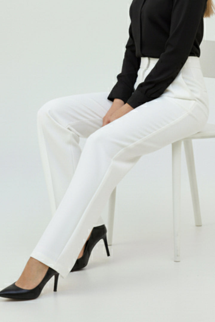 BNG Women Pocket Palazzo Pants A1107 White - Santee