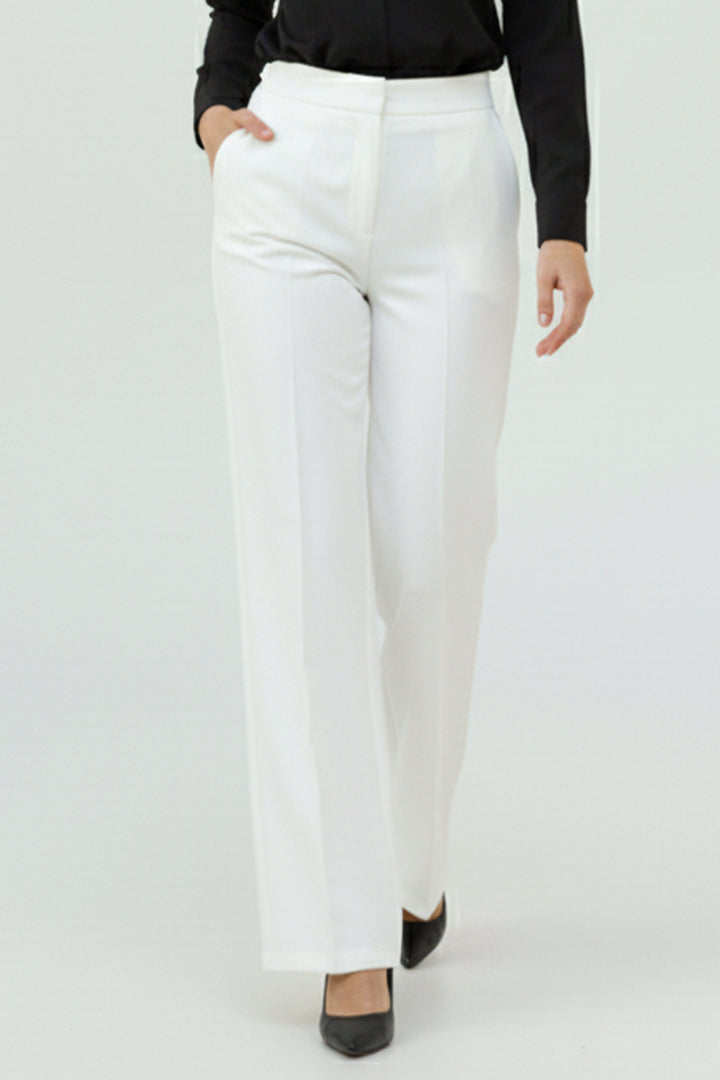 BNG Women Pocket Palazzo Pants A1107 White - Santee