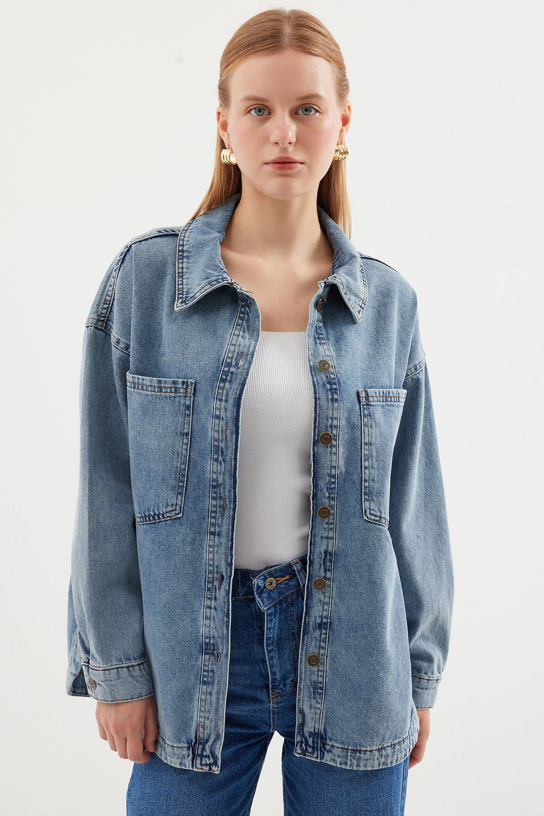 BGD Women Pocketed Denim Jacket - Ice Blue - Velsen-Zuid