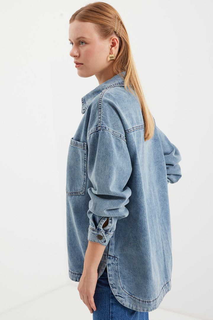 BGD Women Pocketed Denim Jacket - Ice Blue - Velsen-Zuid