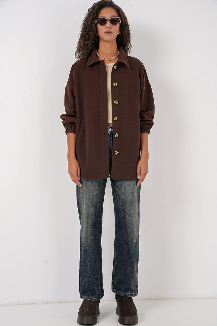 BGD Women Pocket Oversized Shirt - C. Brown - Papenburg