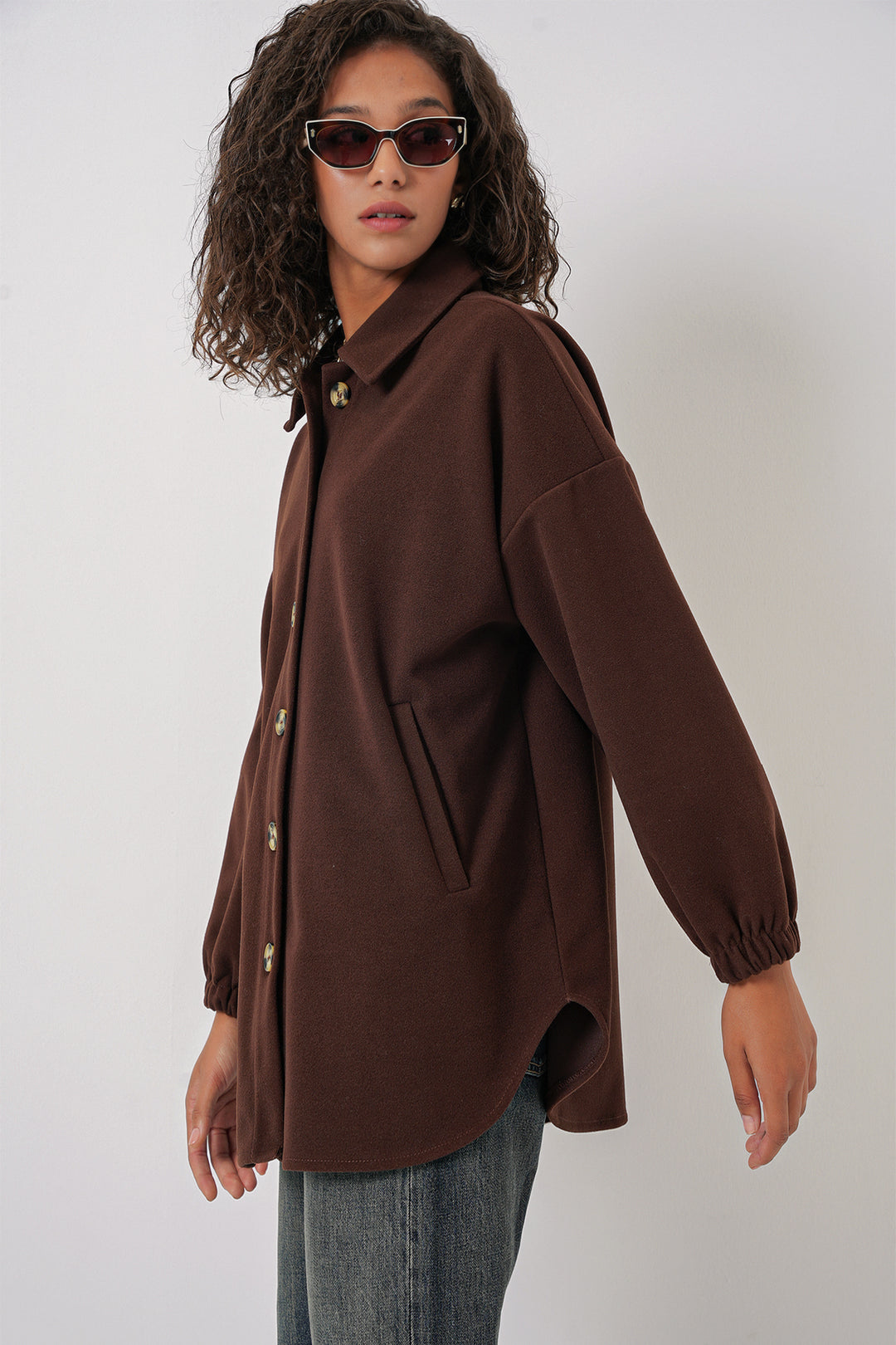 BGD Women Pocket Oversized Shirt - C. Brown - Papenburg