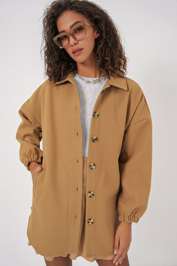 BGD Women Pocket Oversized Shirt - Mustard - Lingen