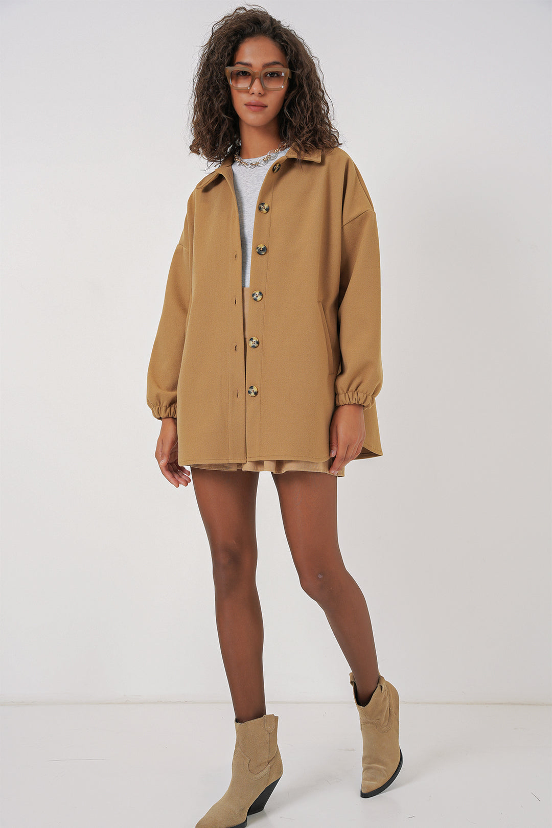 BGD Women Pocket Oversized Shirt - Mustard - Lingen