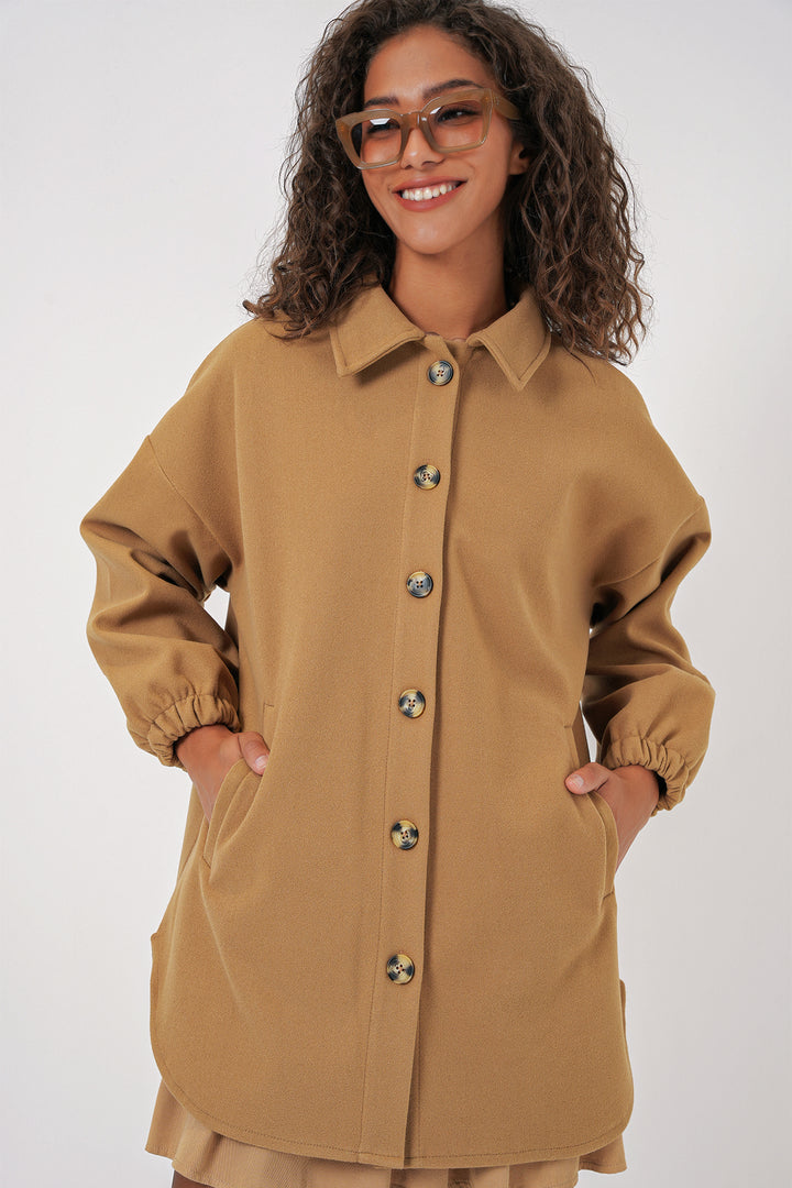 BGD Women Pocket Oversized Shirt - Mustard - Lingen